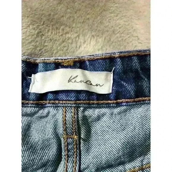Kancan Distressed Jean Short Size15/31 Medium Wash Denim Frayed Hem Women - Picture 7 of 11